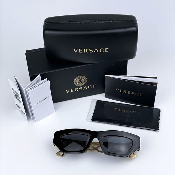 NEW Versace VE4432U 90s Vintage Logo GB1/87 Black Gold Frame Logo Dark Grey Cat main image 11